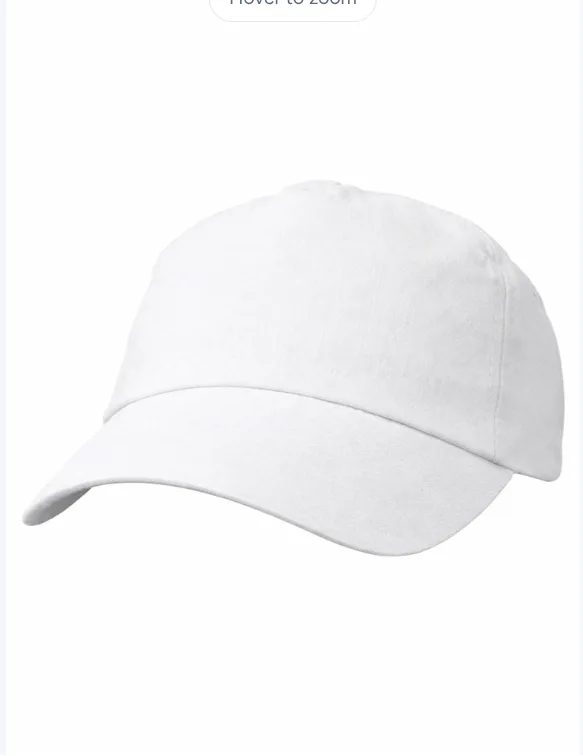 White Cotton Regular 5 Panel Cap with velcro