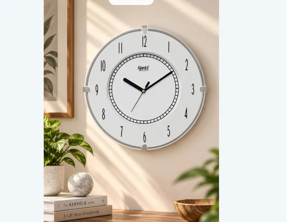 White Customized Ajanta 8 Inches Wall Clock Model No 411