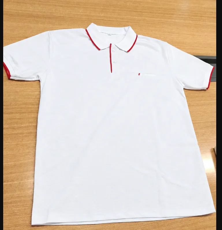 White Dri Fit Mars 200 GSM Polo T Shirt with Red Tipping Collar Cuff and Placket