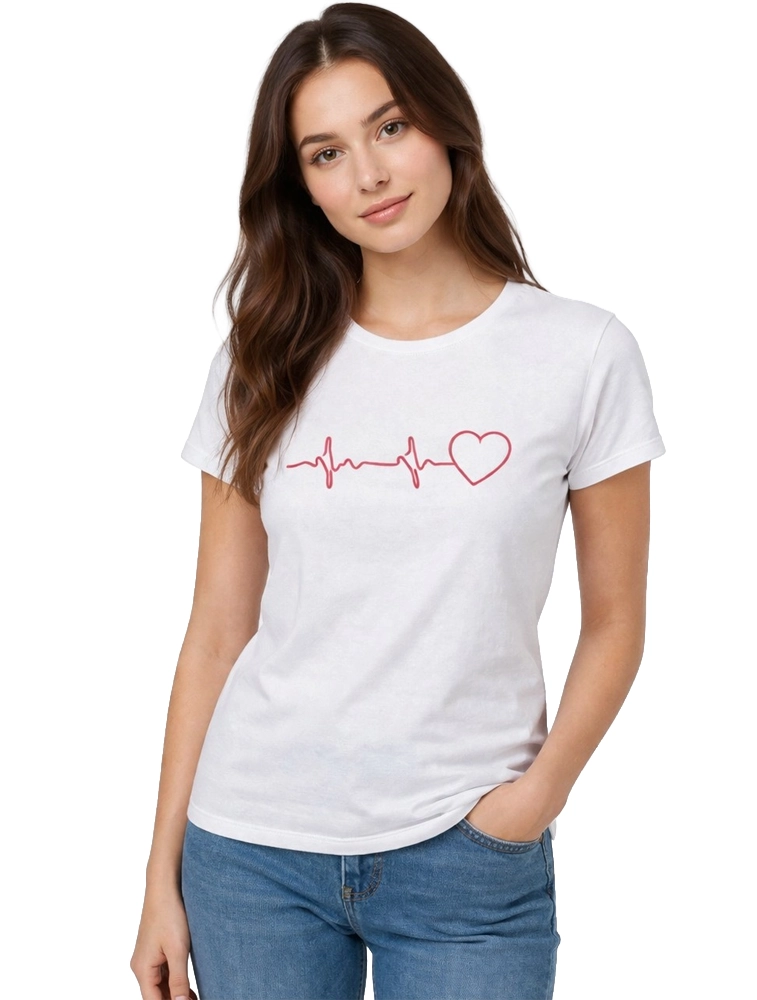 White Girls Printed Cotton Roundneck Short Sleeve 140 gsm Tshirt 
