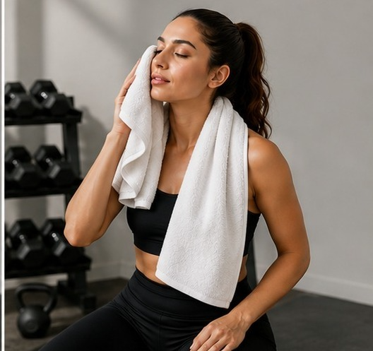 White Habitude Microfier Premium Gym Towel