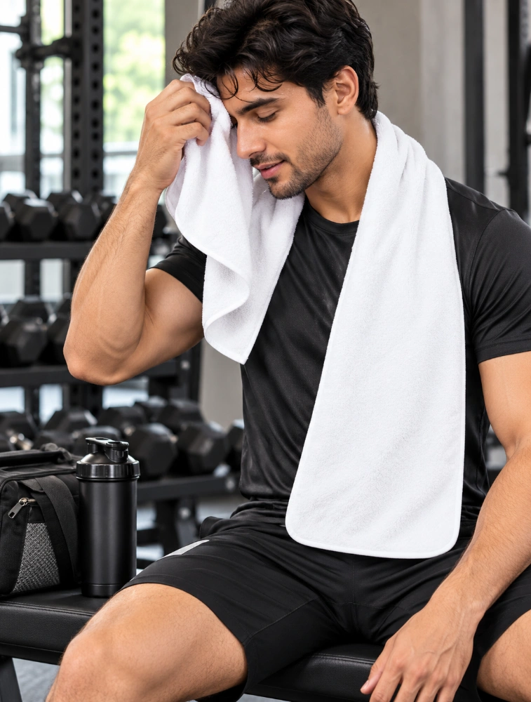 JOTHAM THREADS - White Habitude Microfier Premium Gym Towel