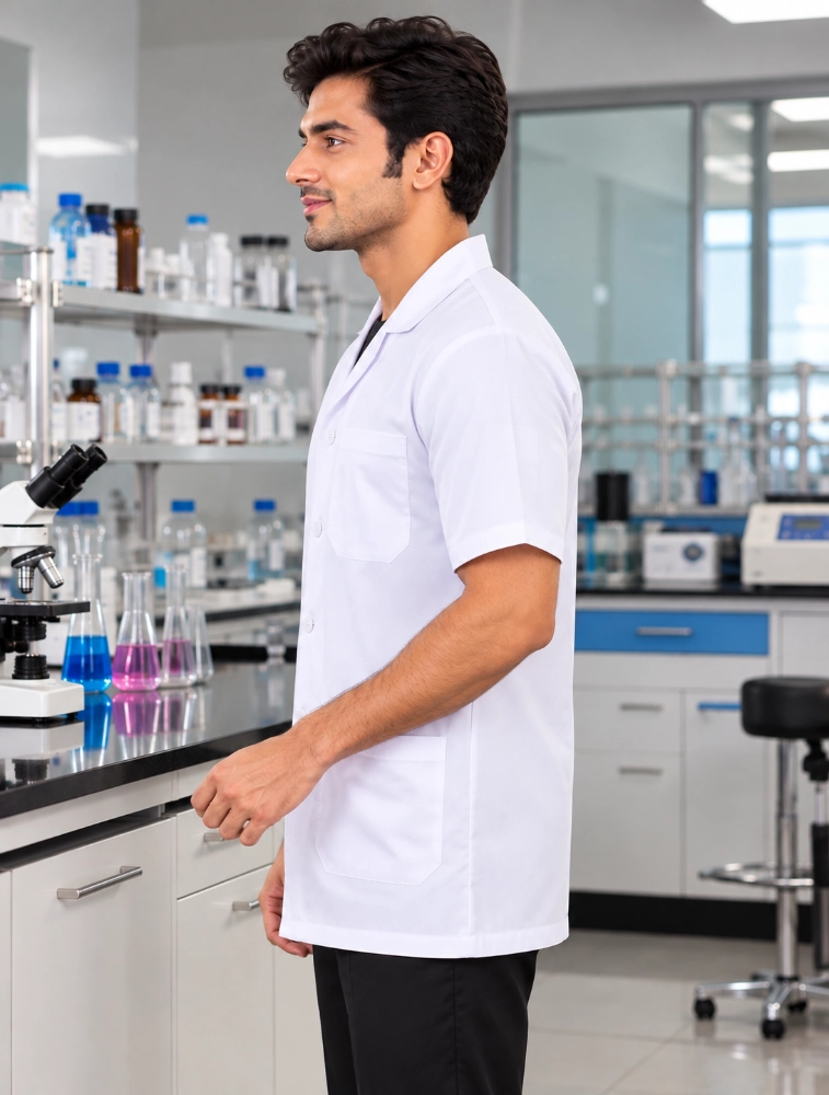White Half Sleeve UNIFAB INDIA Laboratory Coat