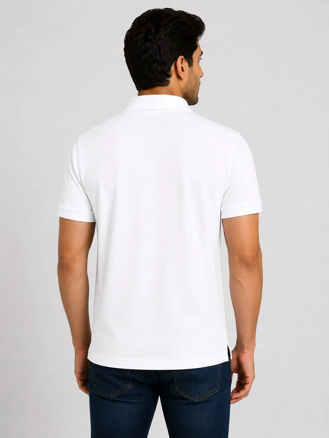 White Mens Mars Baby Pique 210 GSM Polo TShirt
