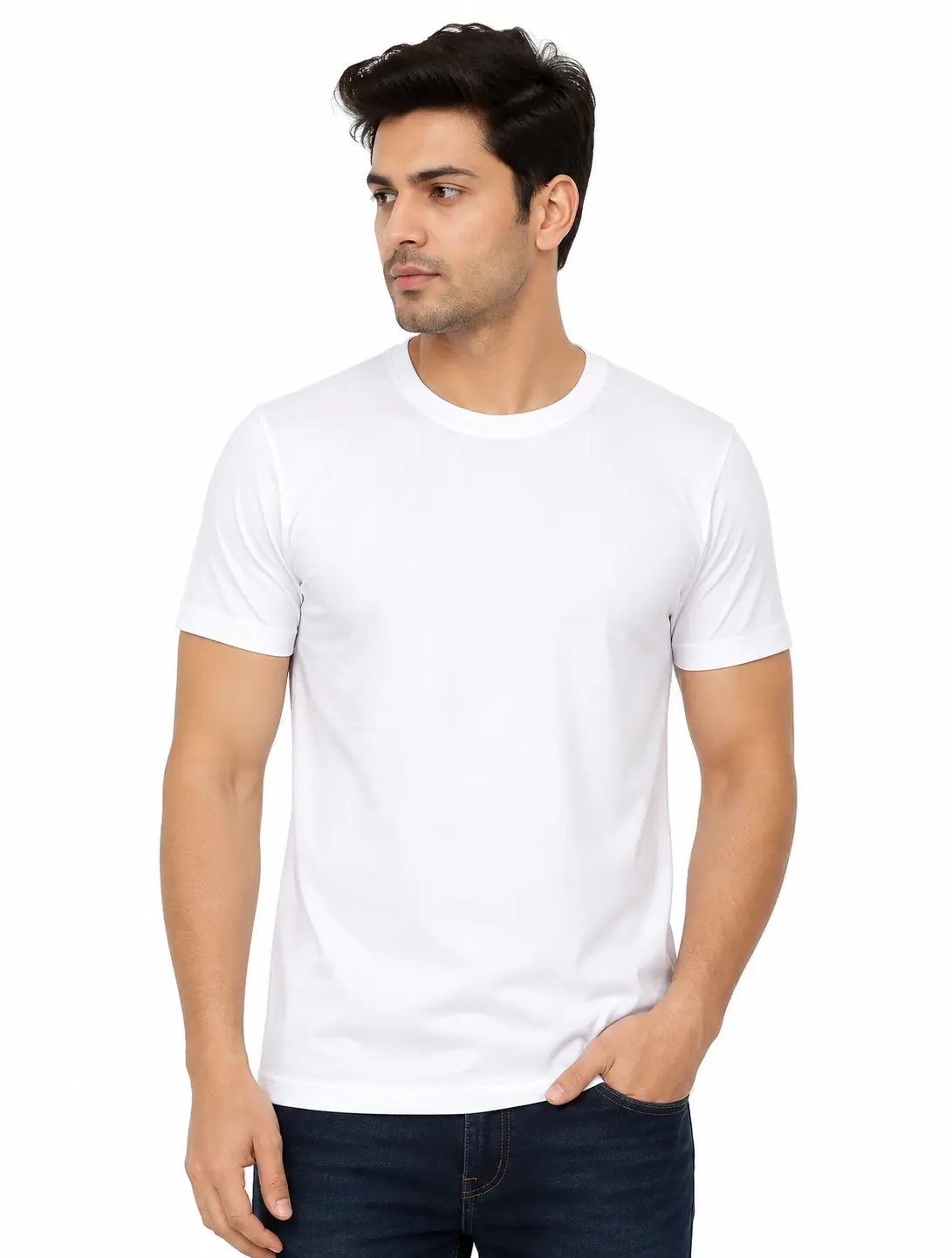 Men's Polycotton Half Sleeve Round Neck 180 GSM T-Shirts — bulk from ₹97