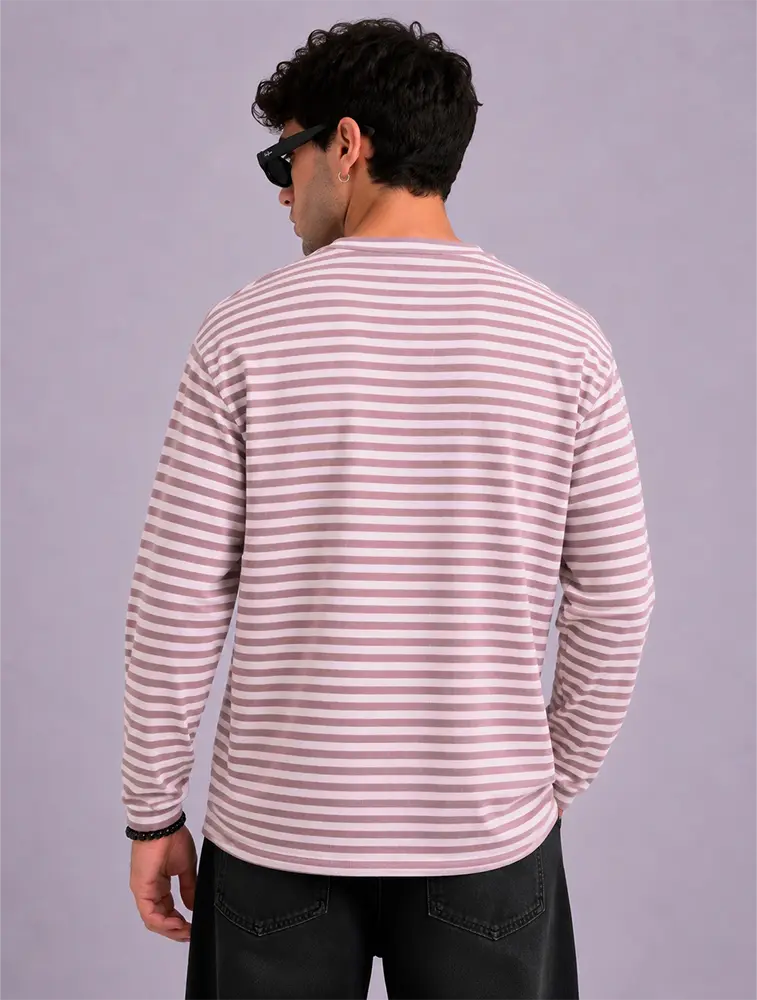 White Mens Popcorn Round Neck Full Sleeve