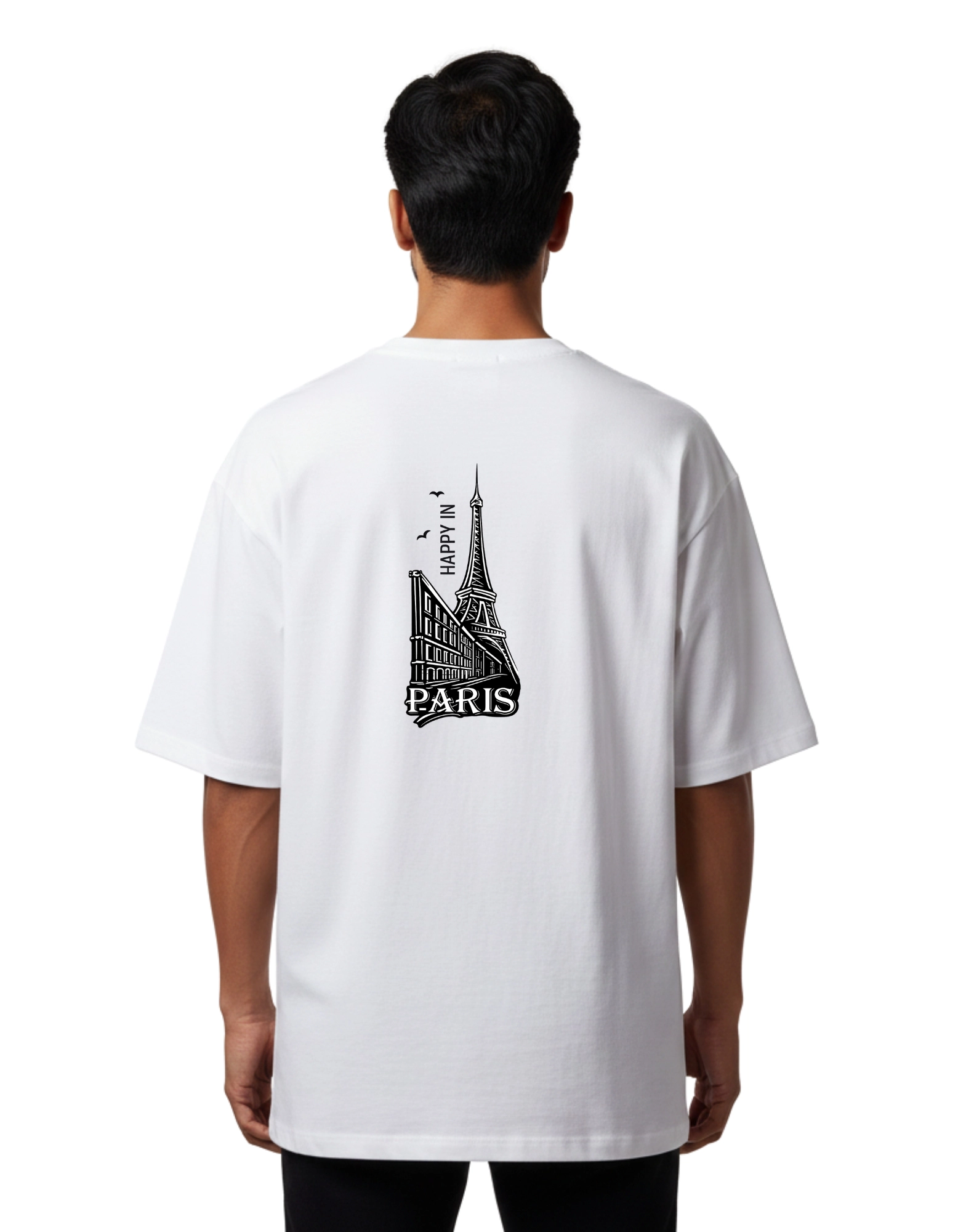 Paris Street Oversized Cotton French Terry T-Shirt 240 GSM White