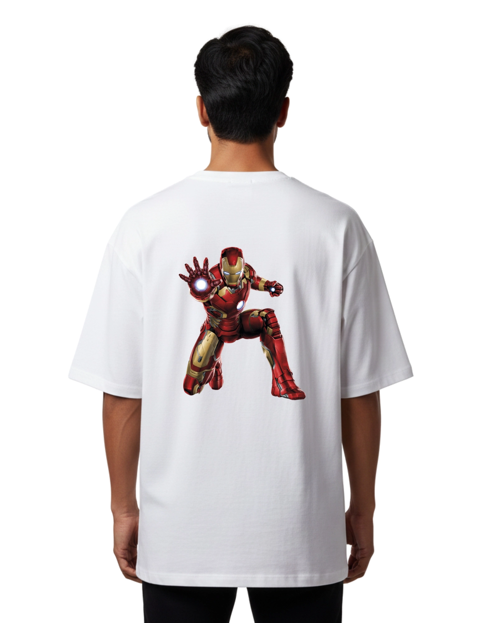 Iron Man Oversized Cotton French Terry T-Shirt 240 GSM White