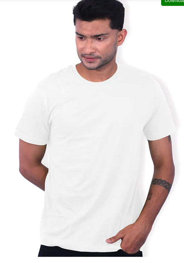White Polycotton 180 GSM Round Neck Half Sleeve T Shirt