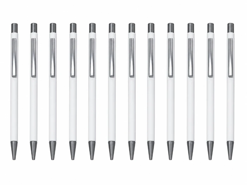 White Premium Matte Metal Click Pen Pack of 12
