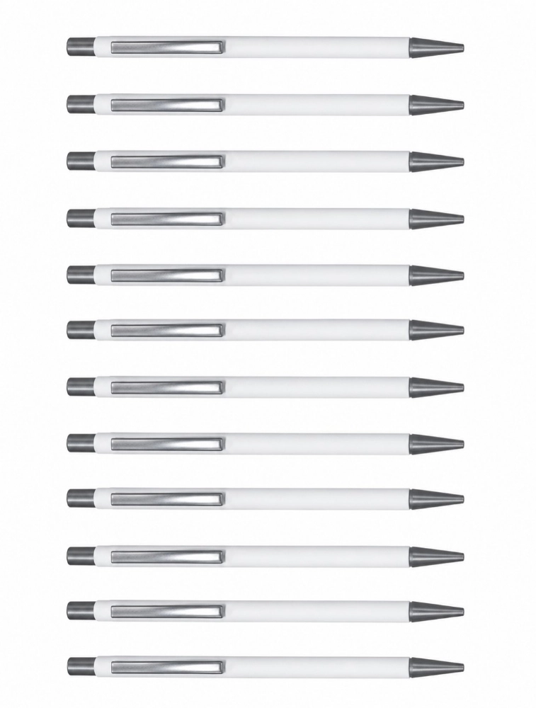 White Premium Matte Metal Click Pen Pack of 12 — bulk from ₹282