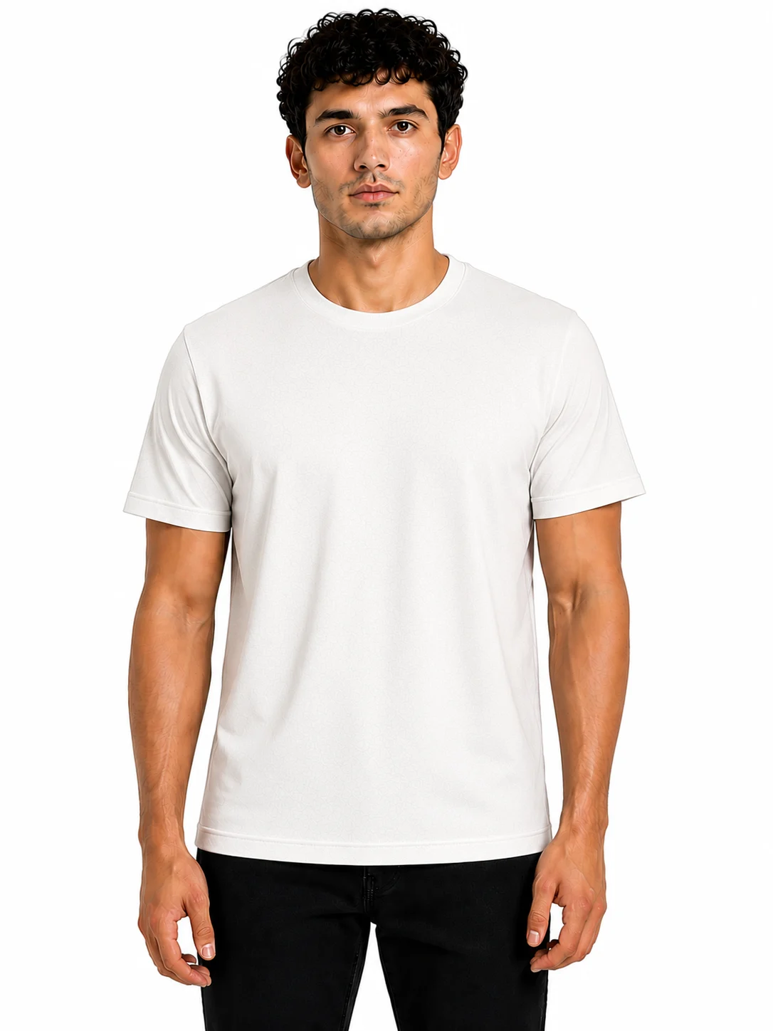 White Premium Polycotton 180 GSM Round Neck T-Shirt