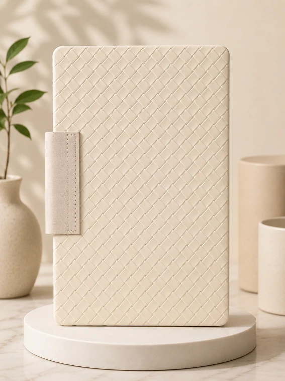 Off White Premium Textured Magnetic Closure Diary — bulk from ₹321