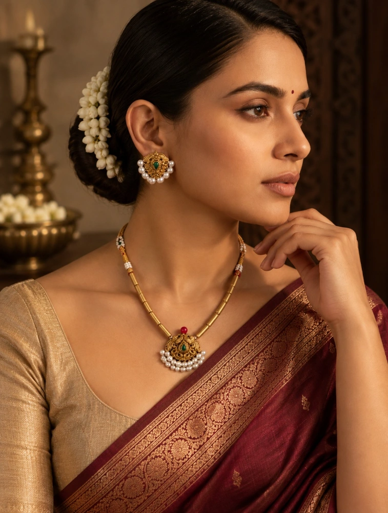 White Swarna Mrittika Terracotta Jewellery Set