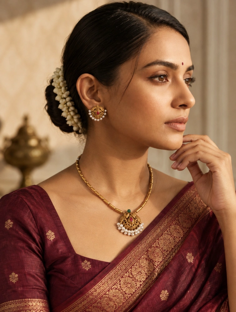White Swarna Mrittika Terracotta Jewellery Set