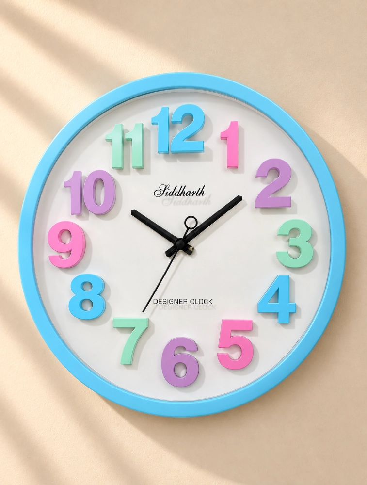 White Teal Siddharth Quartz Designer Wall Clock For Home And Office