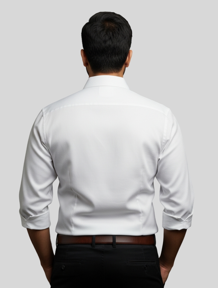 White Twill Polycotton Full Sleeve Shirt with Pocket