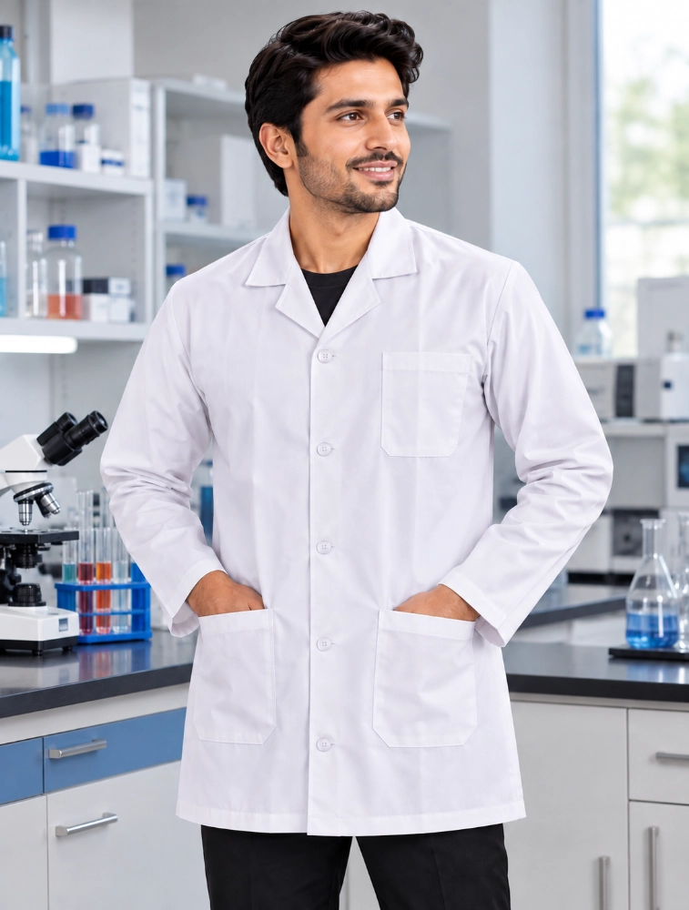 White UNIFAB INDIA Unisex Professional Laboratory Lab Coat
