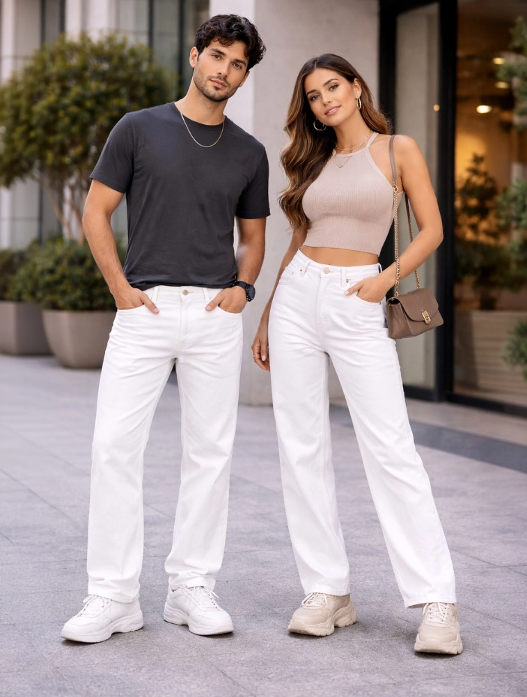 White Unisex Cotton Linen Smart Fit Casual Pants