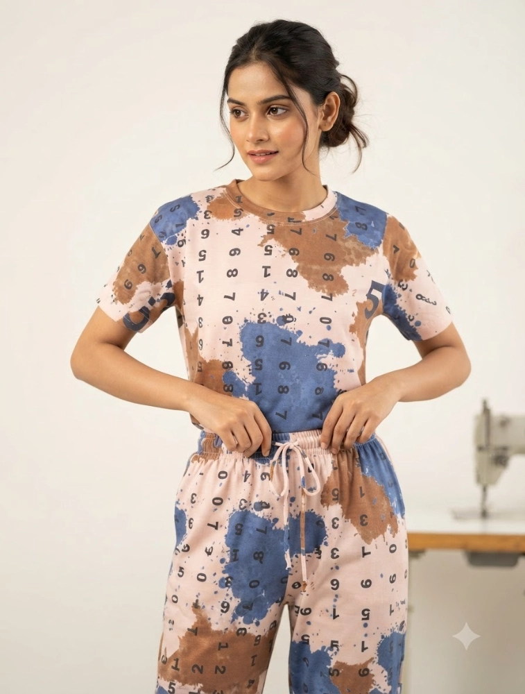 Skin Womens Casual CoOrd Set With Number Printed Design