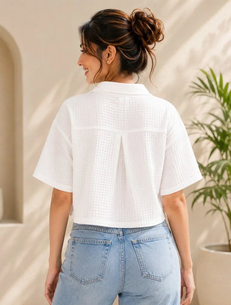 White Womens Crop Top Shirt