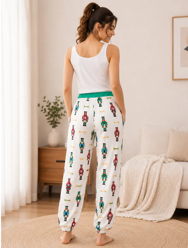 White Womens Premium Printed Night Pants