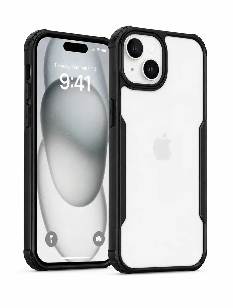 White and Black Polycarbonate Back Case for iPhone 15