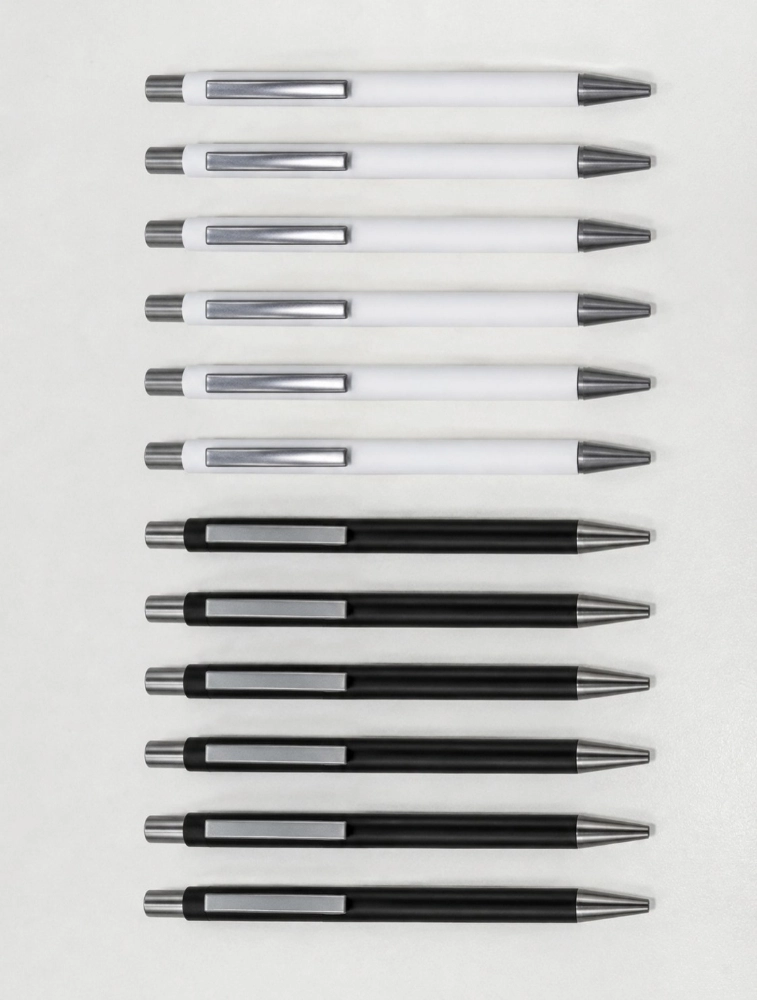 White and Black Premium Matte Metal Click Pen Pack of 12 — bulk from ₹282