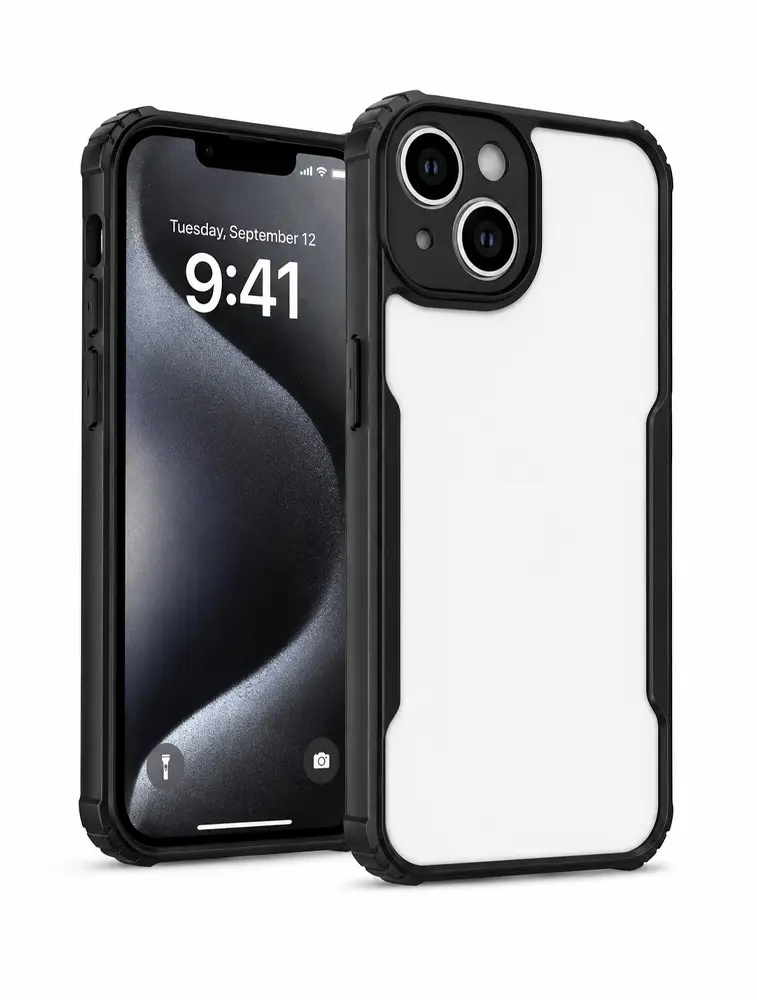  White and black Poly Premium Soft Matte Finish Shockproof Case for iPhone 14 