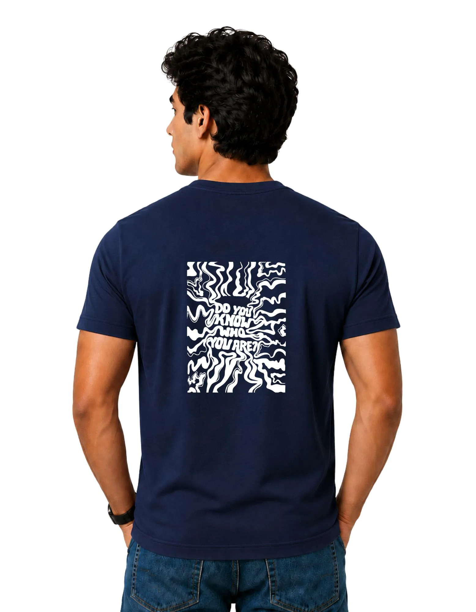 Who Are You Cotton Round Neck T-Shirt 180 GSM Navy Blue