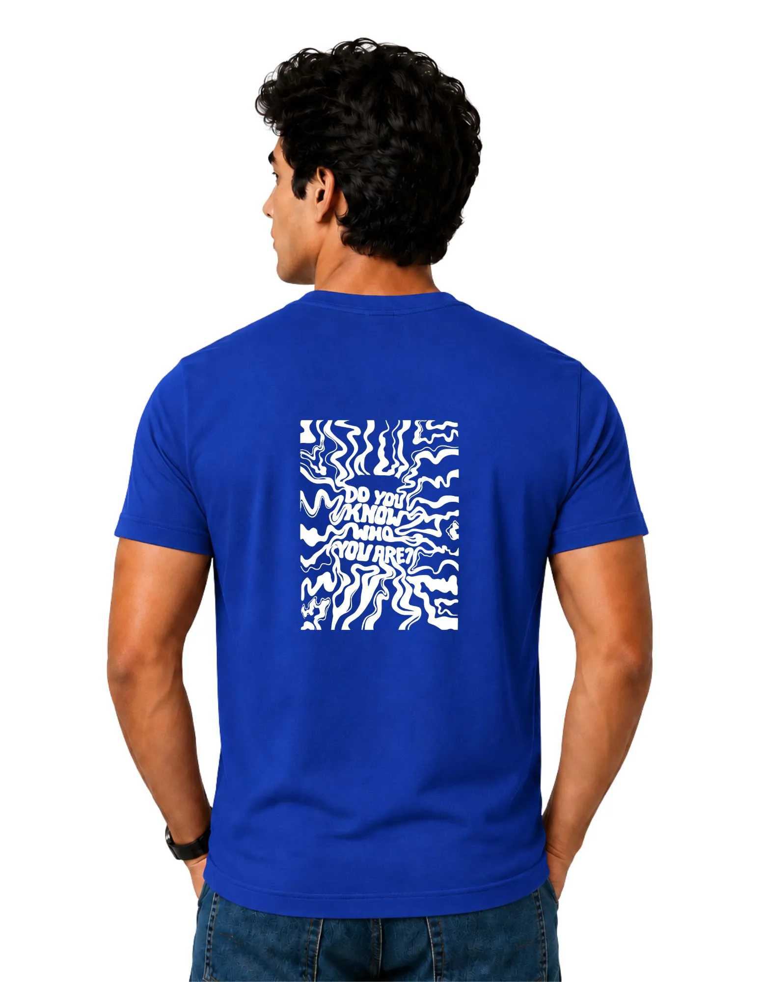 Who Are You Cotton Round Neck T-Shirt 180 GSM Royal Blue