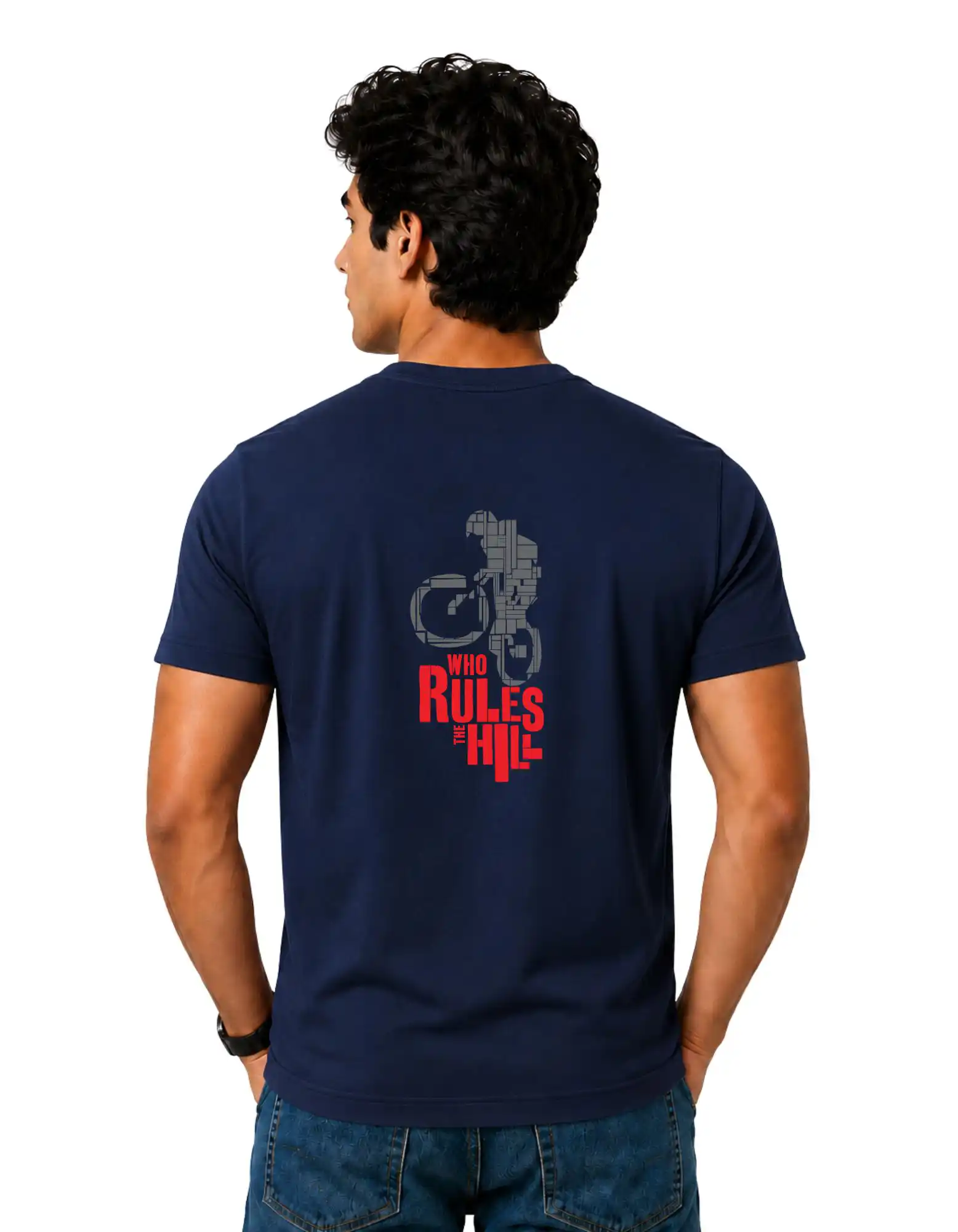 Who Rules The Hill Cotton Round Neck T-Shirt 180 GSM Navy Blue