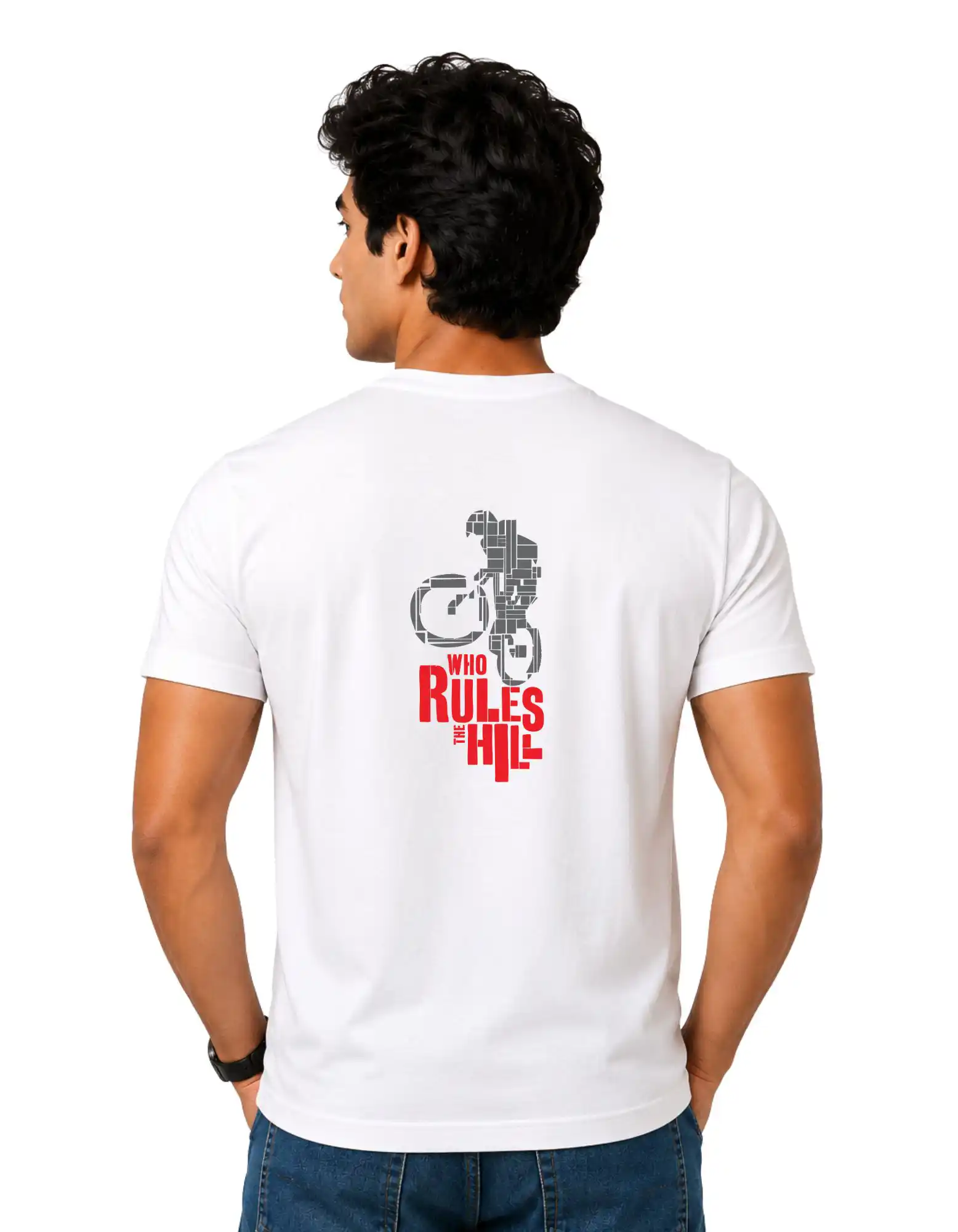 Who Rules The Hill Cotton Round Neck T-Shirt 180 GSM White