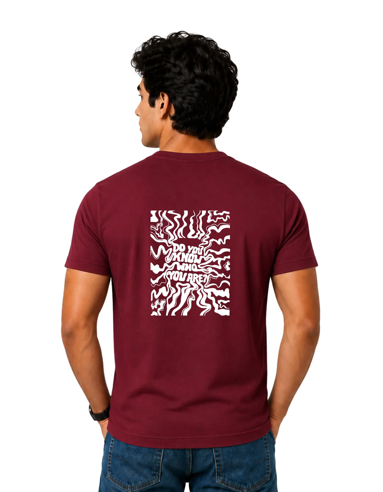 Who Are You Cotton Round Neck T-Shirt 180 GSM Maroon