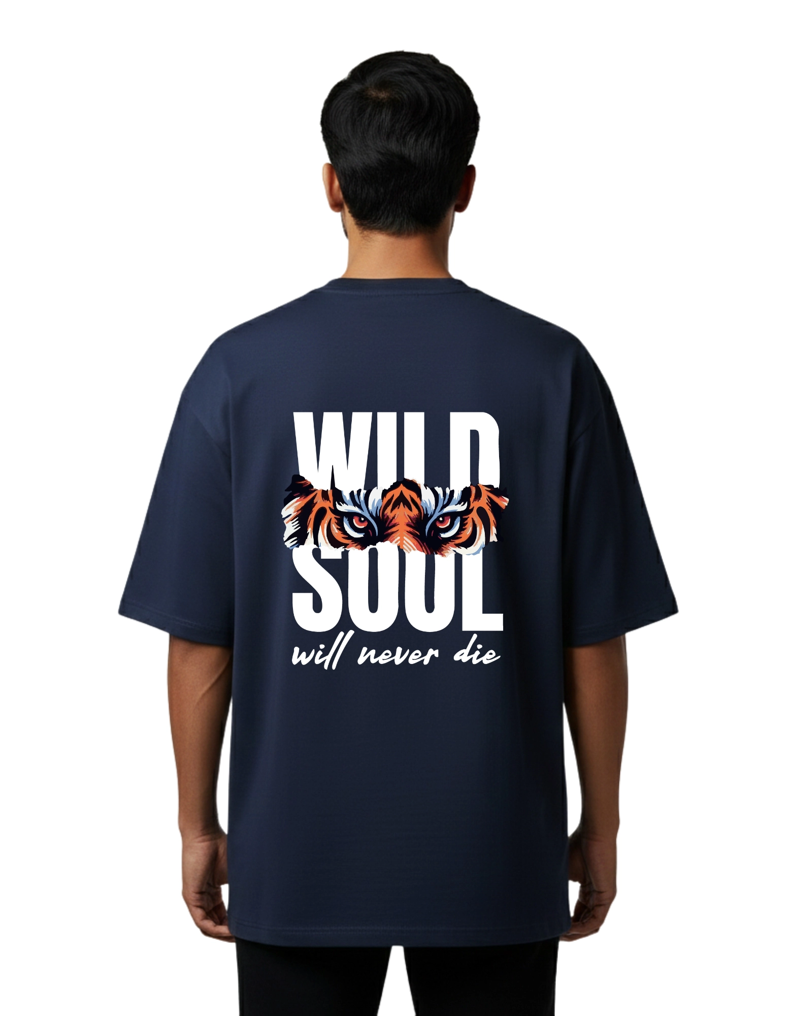 Wild Soul Oversized Cotton French Terry T-Shirt 240 GSM Navy Blue