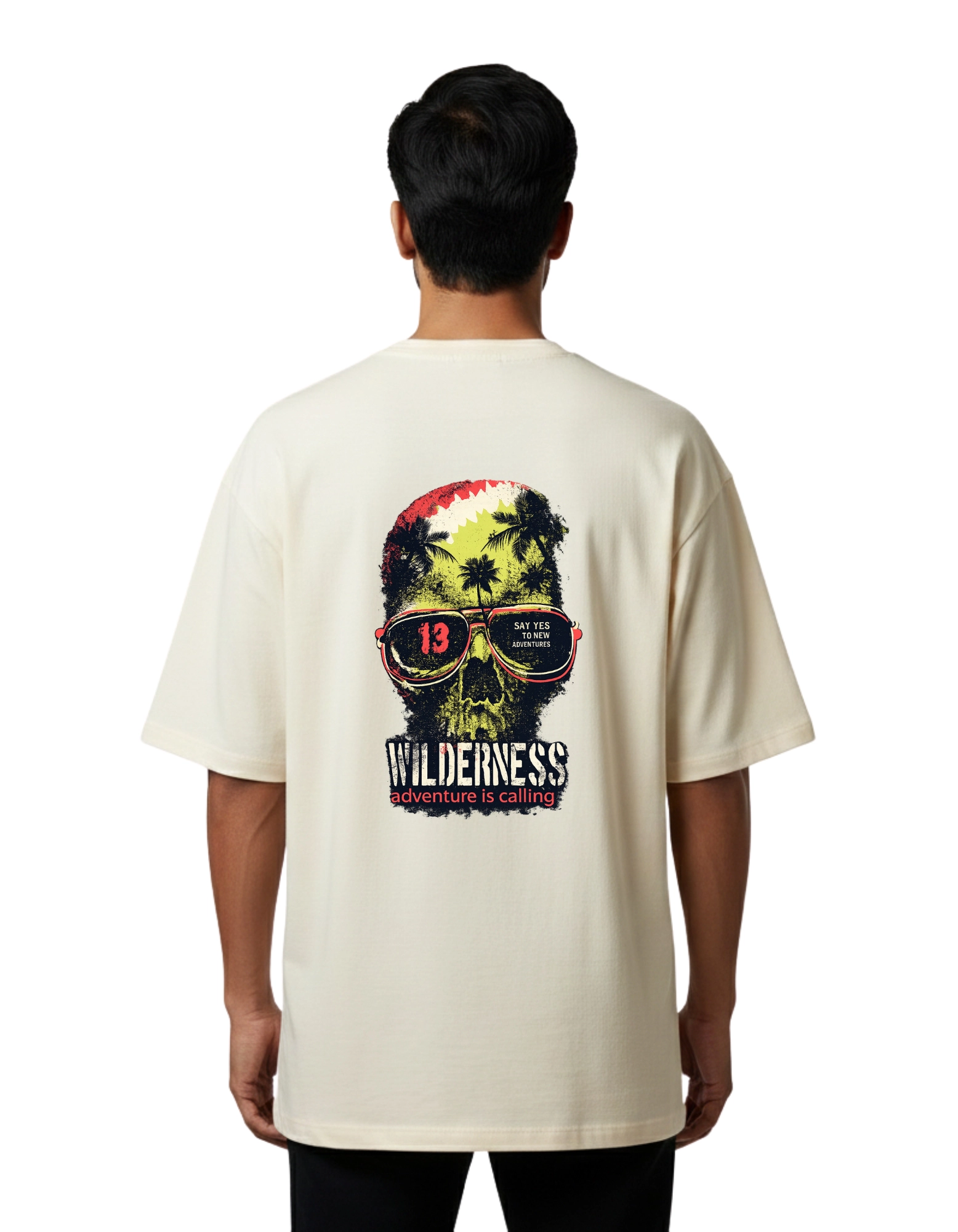 Wilderness Adventure Oversized Cotton French Terry T-Shirt 240 GSM Beige