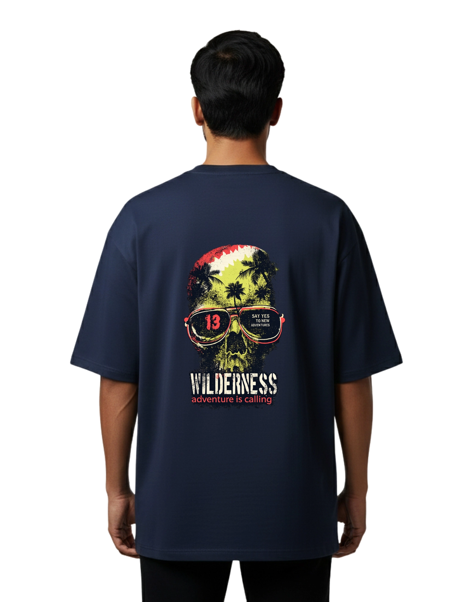 Wilderness Adventure Oversized Cotton French Terry T-Shirt 240 GSM Navy Blue