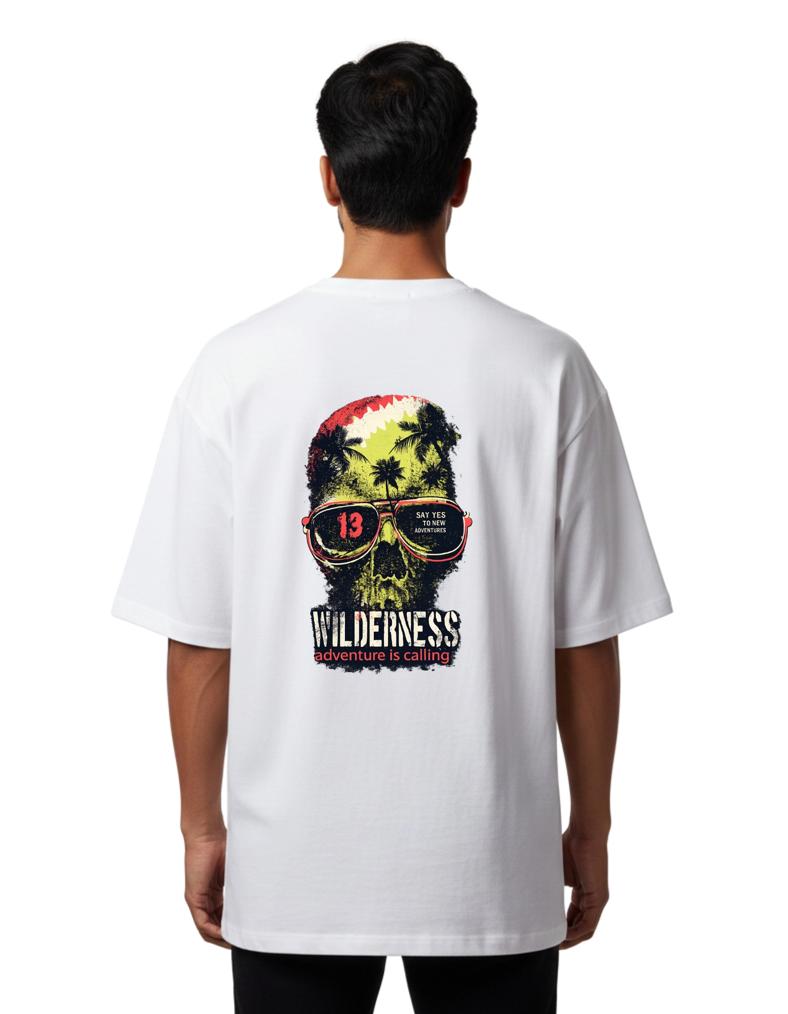 Wilderness Adventure Oversized Cotton French Terry T-Shirt 240 GSM White