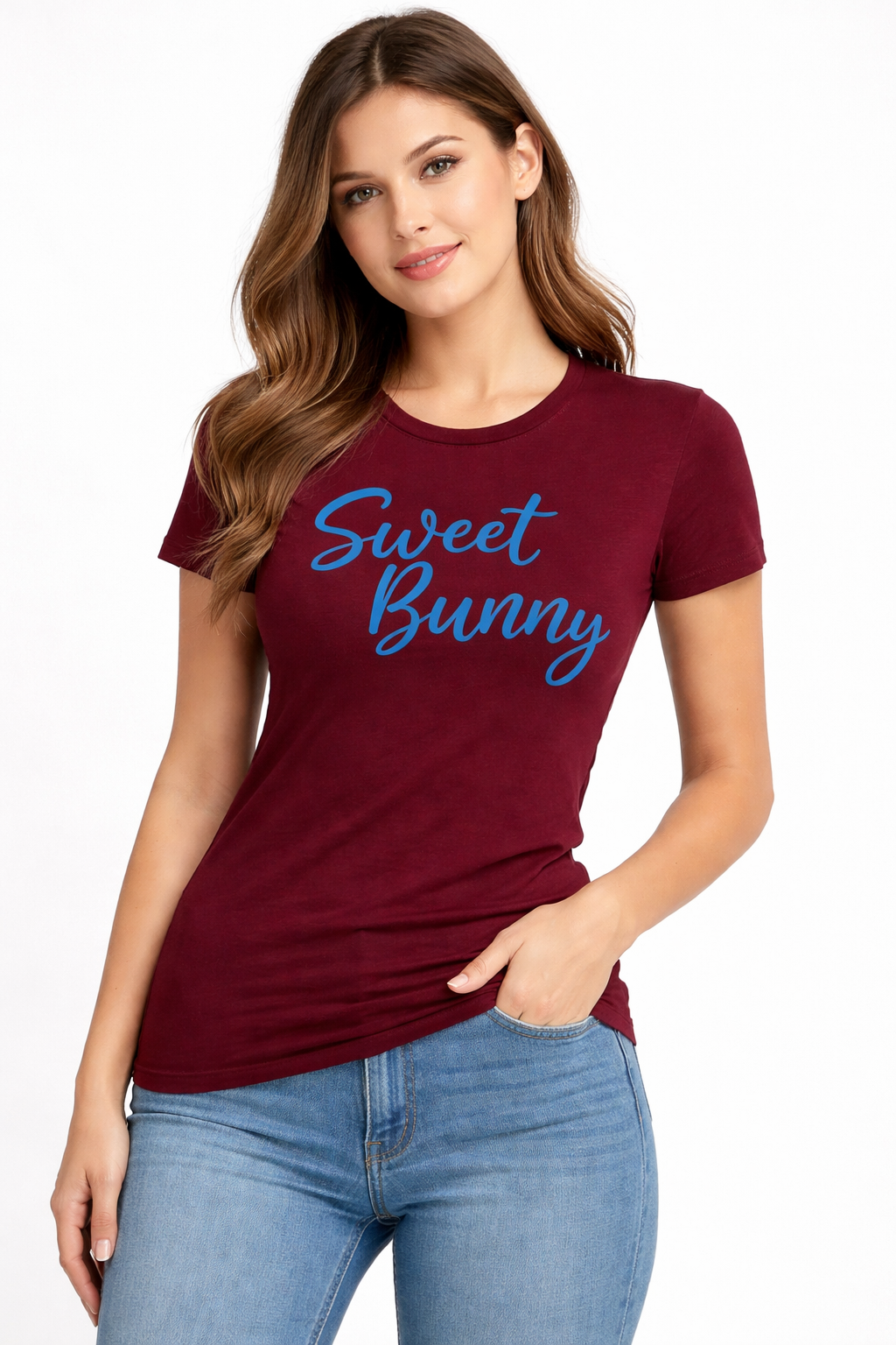 Wine Girls Printed Cotton Roundneck Short Sleeve 140 gsm Tshirt