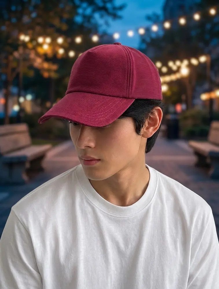 Wine Medium Quality Dry Fit Polyster Plain Caps 