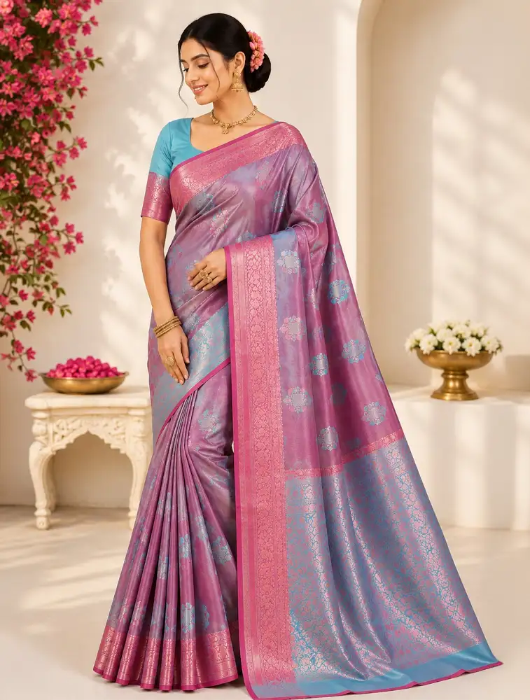 Wine Purple Womens Designer Art Silk Sarees