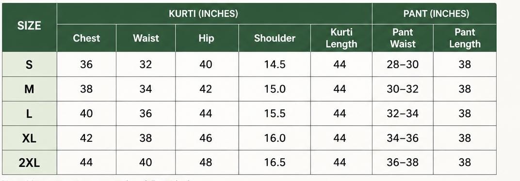 Size chart