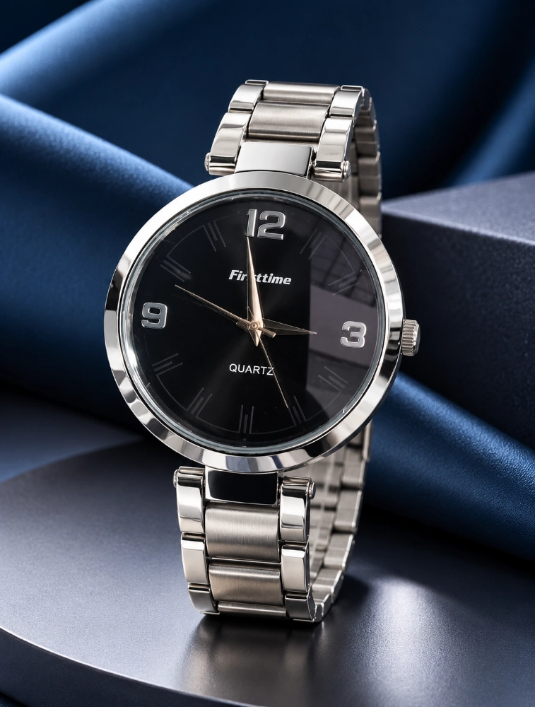 Womens Black Dial Daisy Charm With Classic Analog Watch