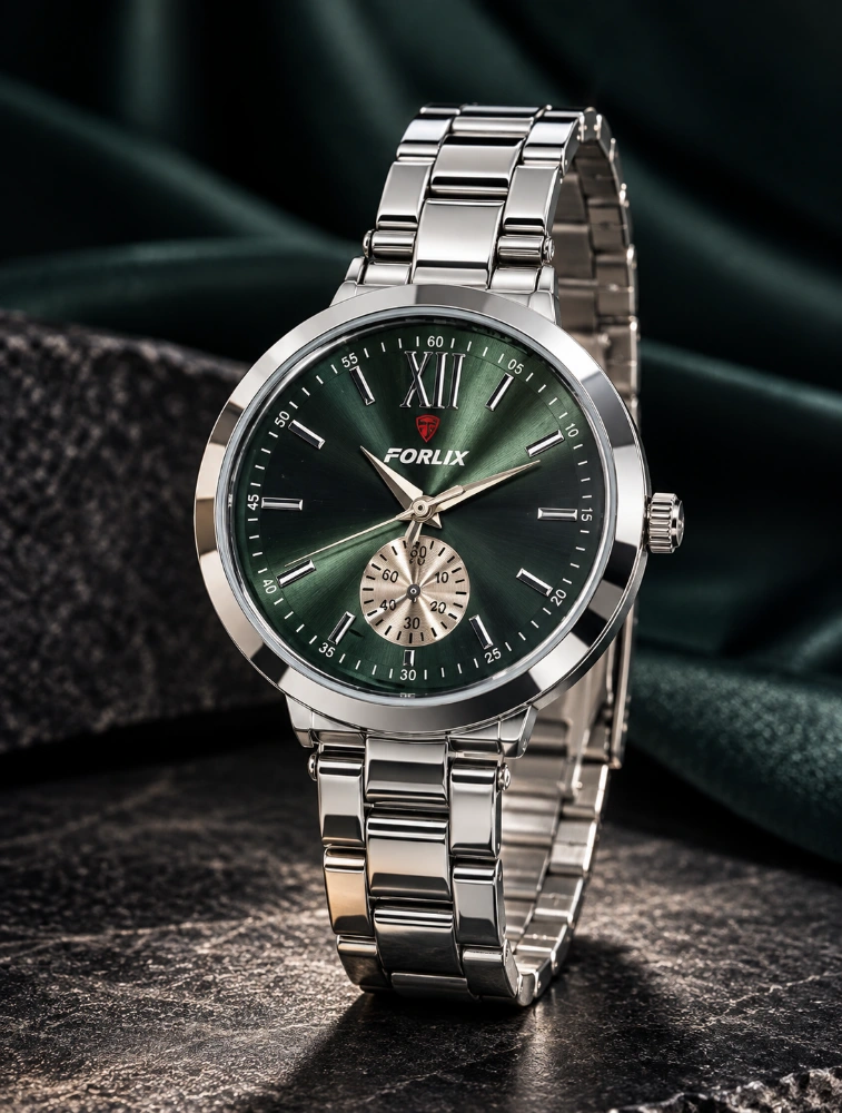 Womens Bottle Green Dial Daisy Charm Classic Watch