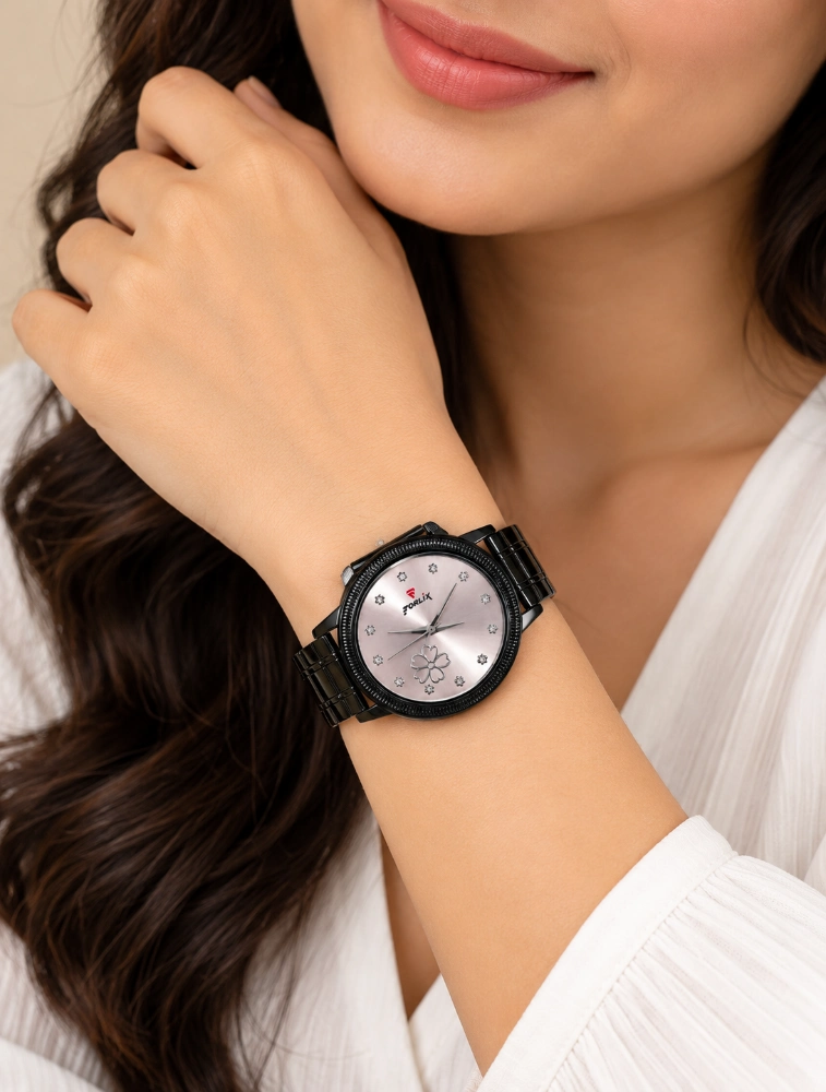 Womens Light Pink Dial Luna Petal Analog Watch