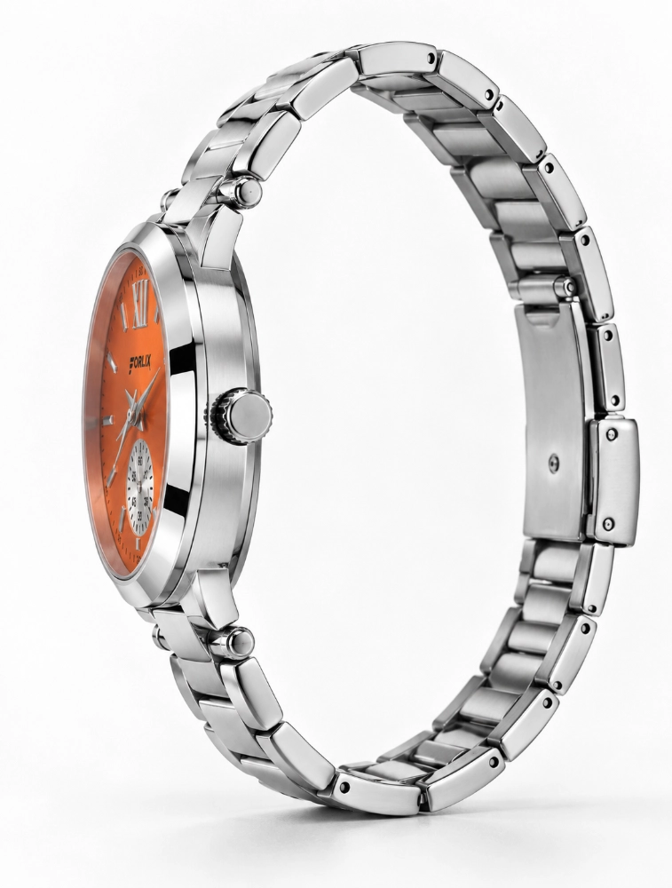 Womens Orange Dial Daisy Charm Classic Watch
