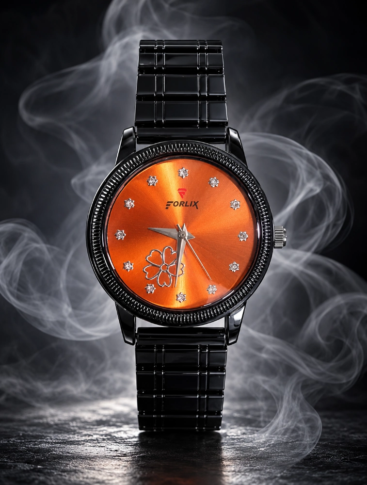 Womens Orange Dial Luna Petal Analog Watch