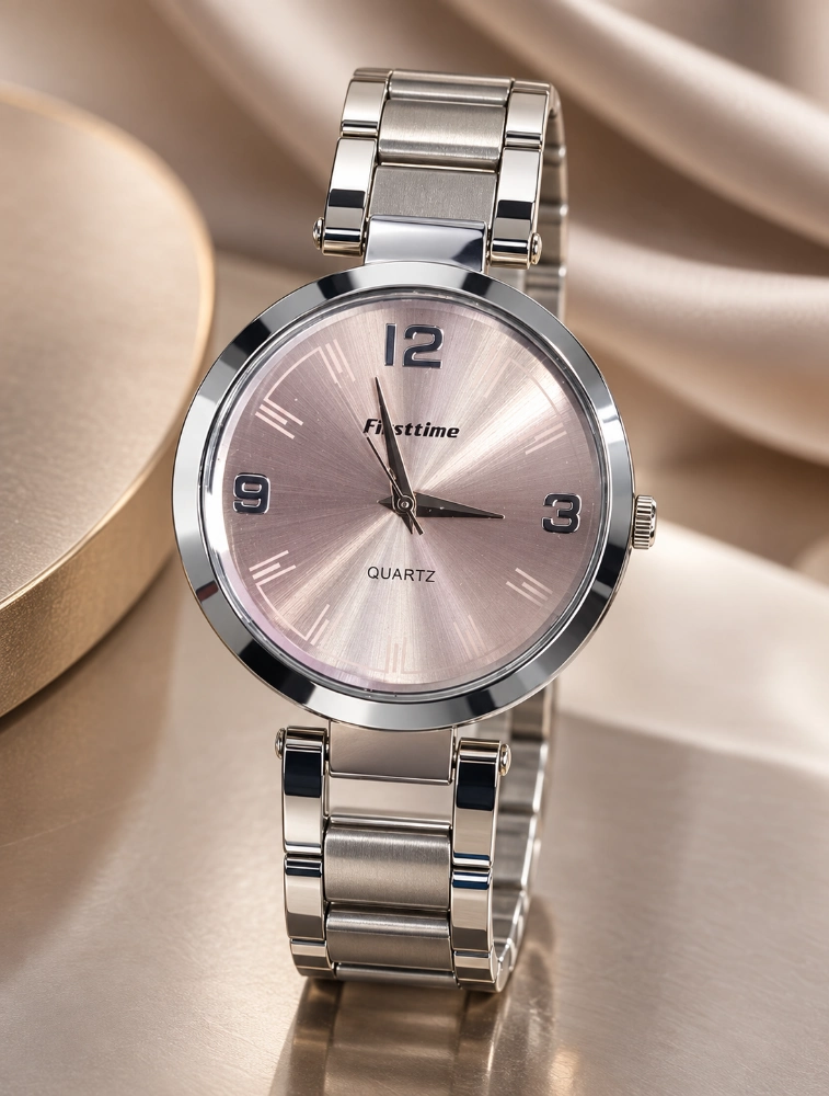 Womens Peach Dial Daisy Charm With Classic Analog Watch