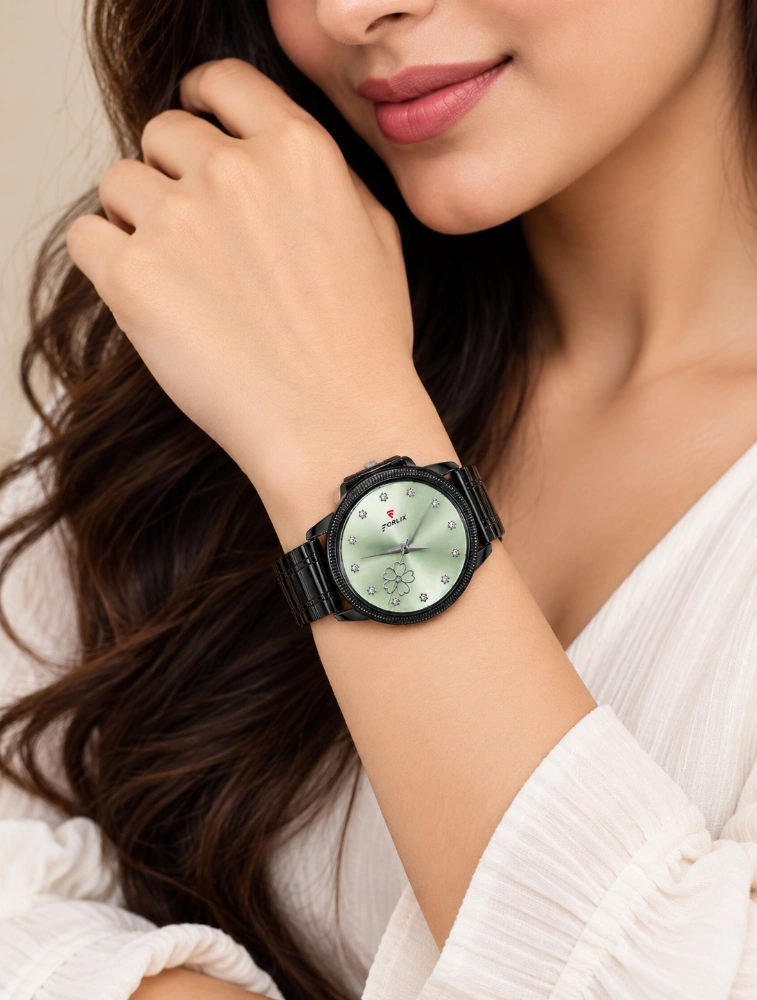 Womens Pista Green Dial Luna Petal Analog Watch