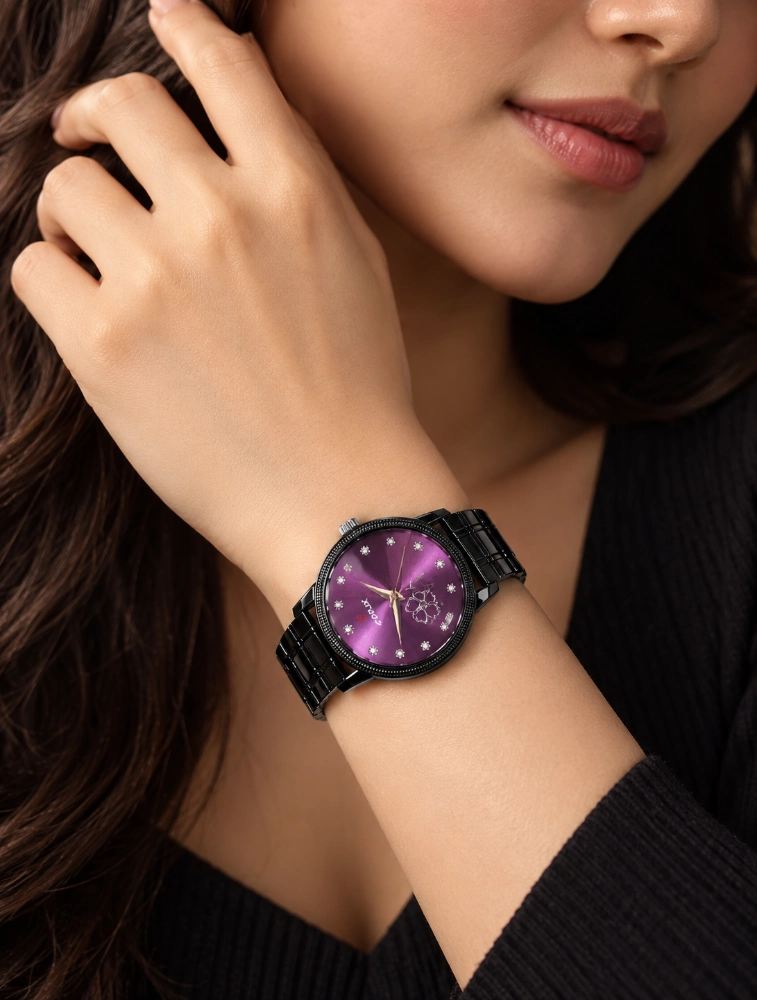Womens Purple Dial Luna Petal Analog Watch